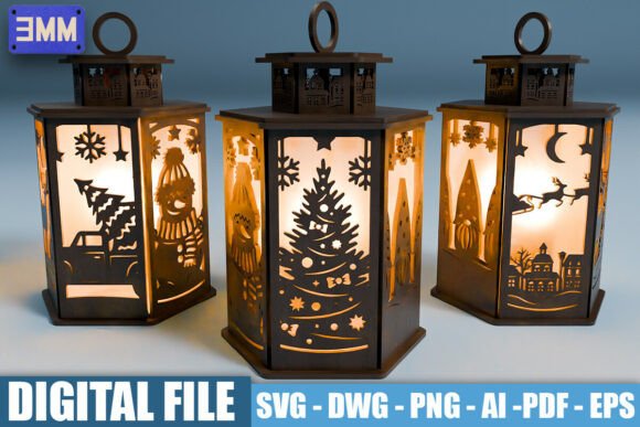 3D Christmas Lantern Laser Cut Files