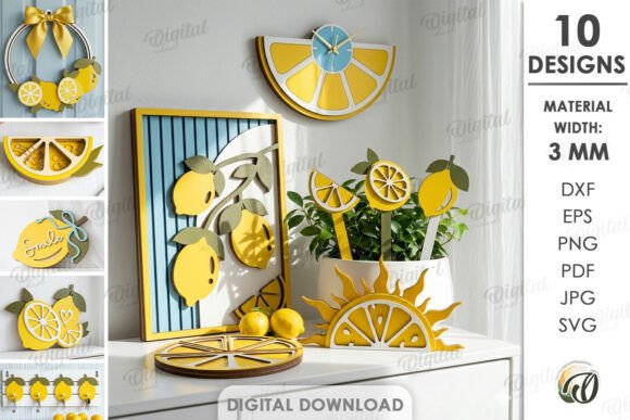 3D Lemon Decors Bundle Laser Cut