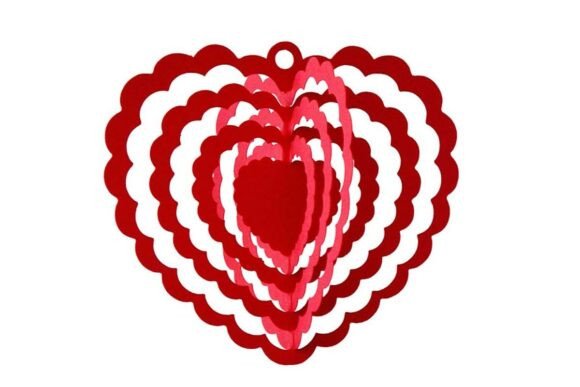3D Scalloped Heart Spinner Decor Mobile