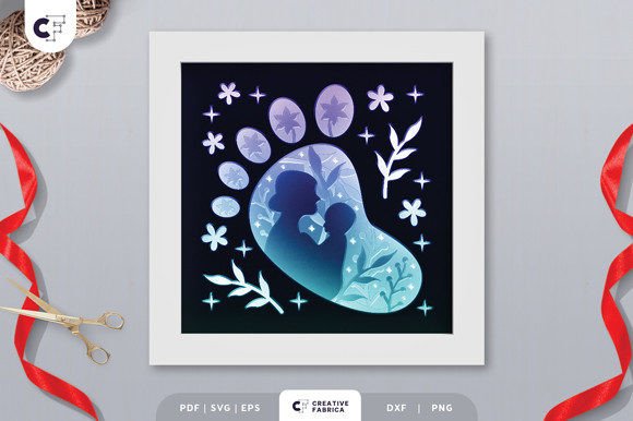 3D Shadow Box Mom and Baby Silhouette