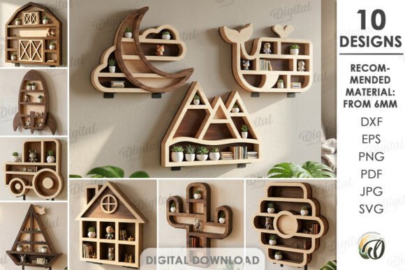 3D Wall Shelves Bundle Laser Cut: A Digital Blueprint for Your Next Creative Project