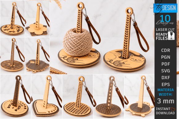 3D Wristlet Yarn Holder Laser Cut Bundle