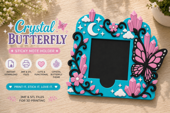 Butterfly Sticky Note Holder 3d Print: A Modern Design Asset