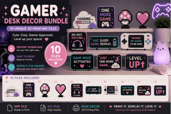 Gamer Desk Decor 3D Print Bundle