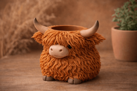 Highland Cow Planter - Animal STL for 3D Printing
