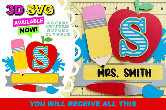 Initials Teacher 3D SVG