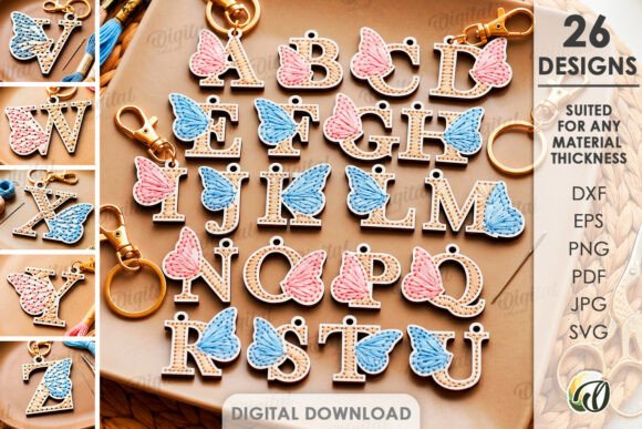 Premium 3D Embroidered Monogram Keychains Bundle