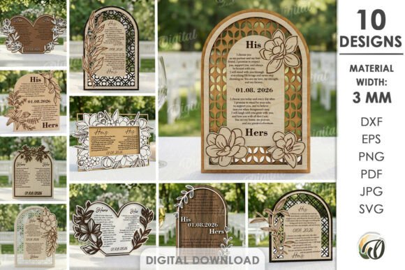 Transforming Digital Files into 3D Wedding Vow Displays Bundle Laser Cut Experiences